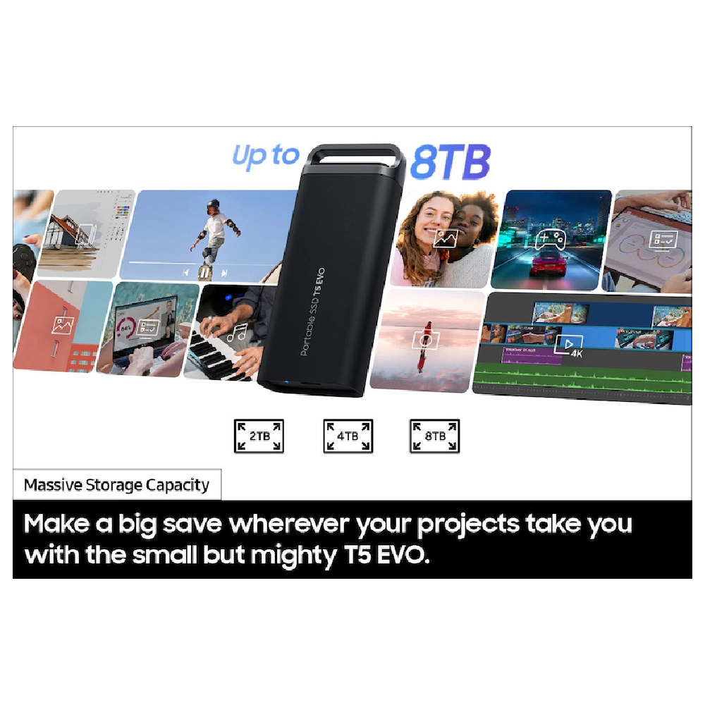 Samsung External SSD 4TB T5 EVO (With USB 3.2) Black view 4